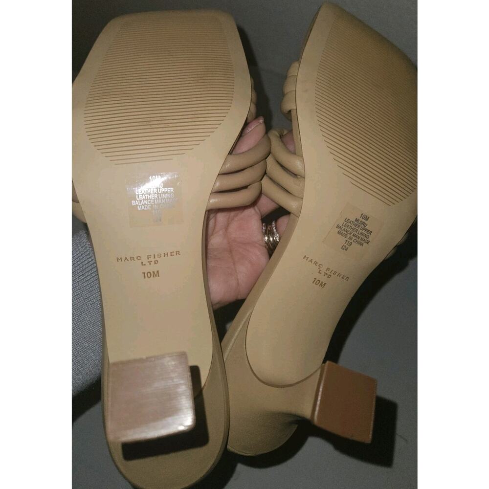 New! Marc Fisher Ltd Notted Heel, Tan Square toe Sandals Sz 10M - Picture 10 of 12